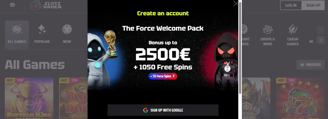 Hämta välkomstbonus med free spins.